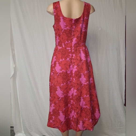 Nina Leonard Pink and Red Floral Mini Dress Retro High Low Bubble - Picture 5 of 16
